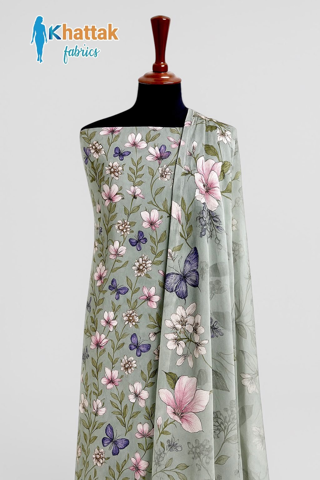 Khaddar Printed Suit KF-007 Khaddar Printed 3 Piece Suit KF-007 on mannequin
