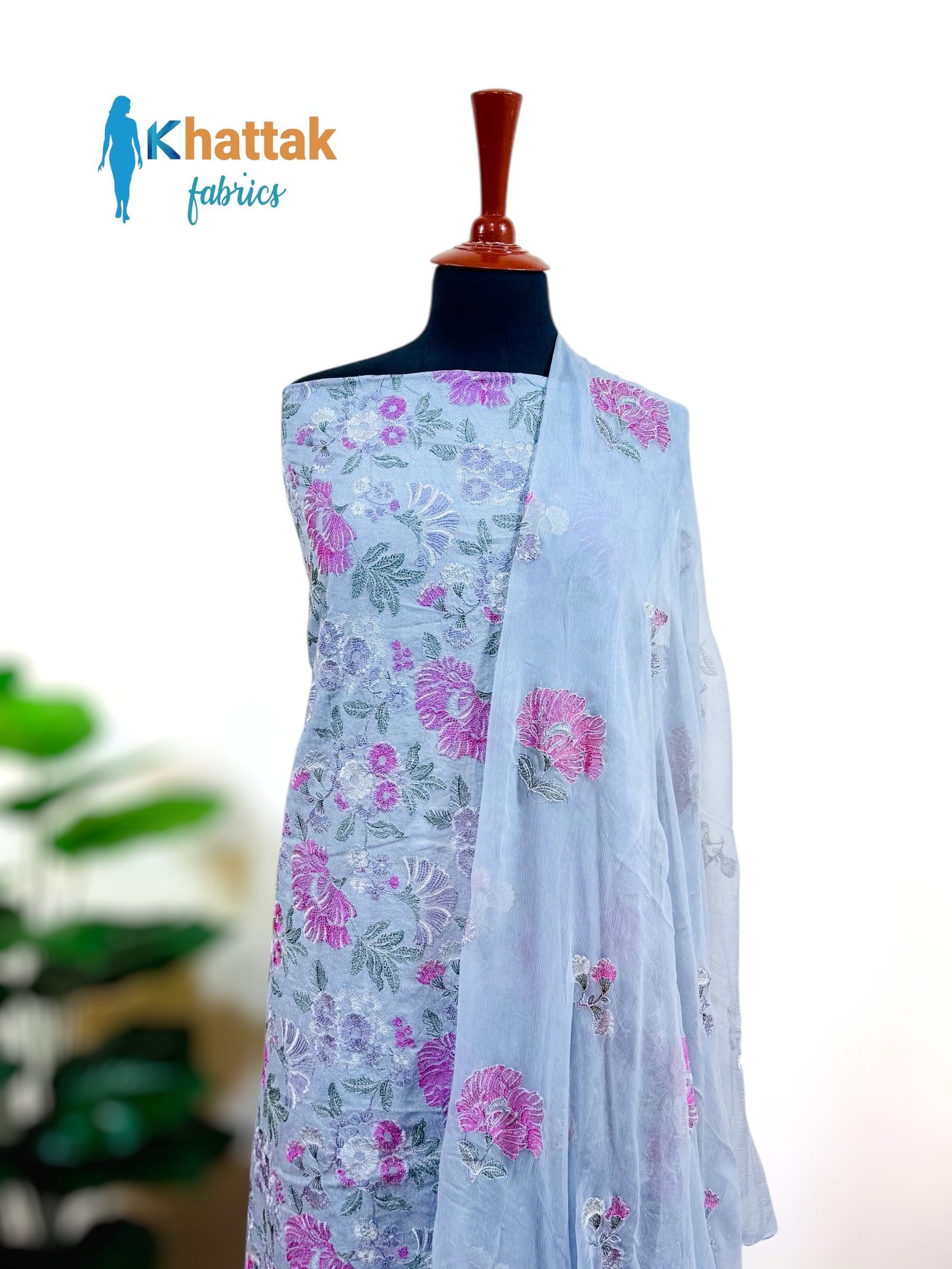 Photoroom_20251126_163435 Sky Blue Floral Embroidered Karandi 3 Piece Suit KF-114 – Khattak Fabrics