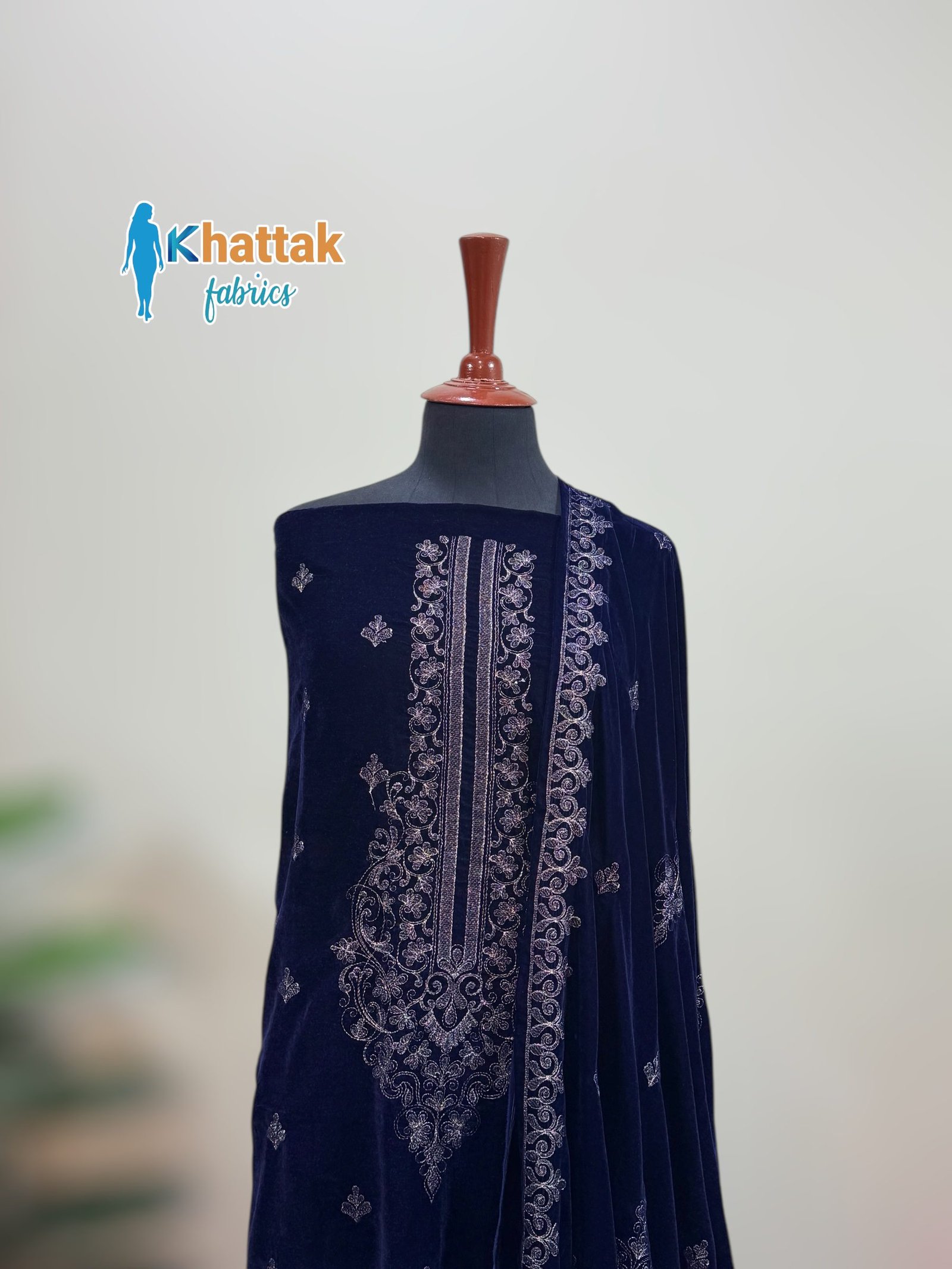 Premium Velvet Suit VF-004 Premium Velvet Embroidered 3PC Suit VF-004 Front View