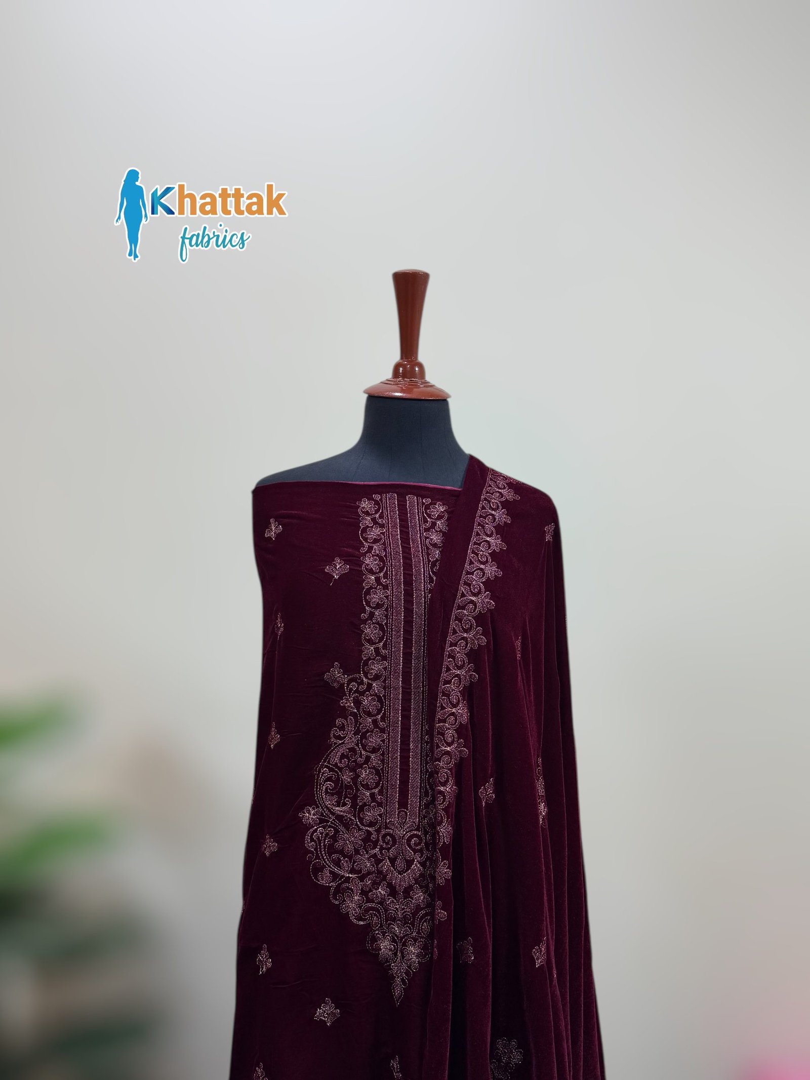 Premium Velvet Suit VF-005 Premium Velvet Embroidered 3PC Suit VF-005 Front View